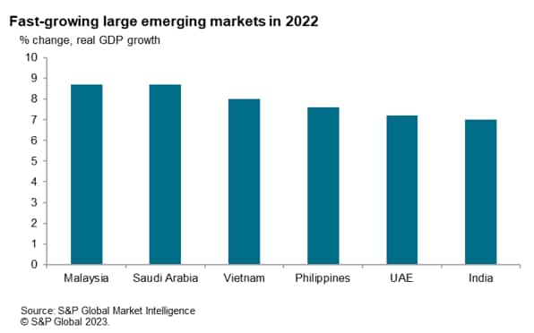 Fast-growing large emerging markets in 2022