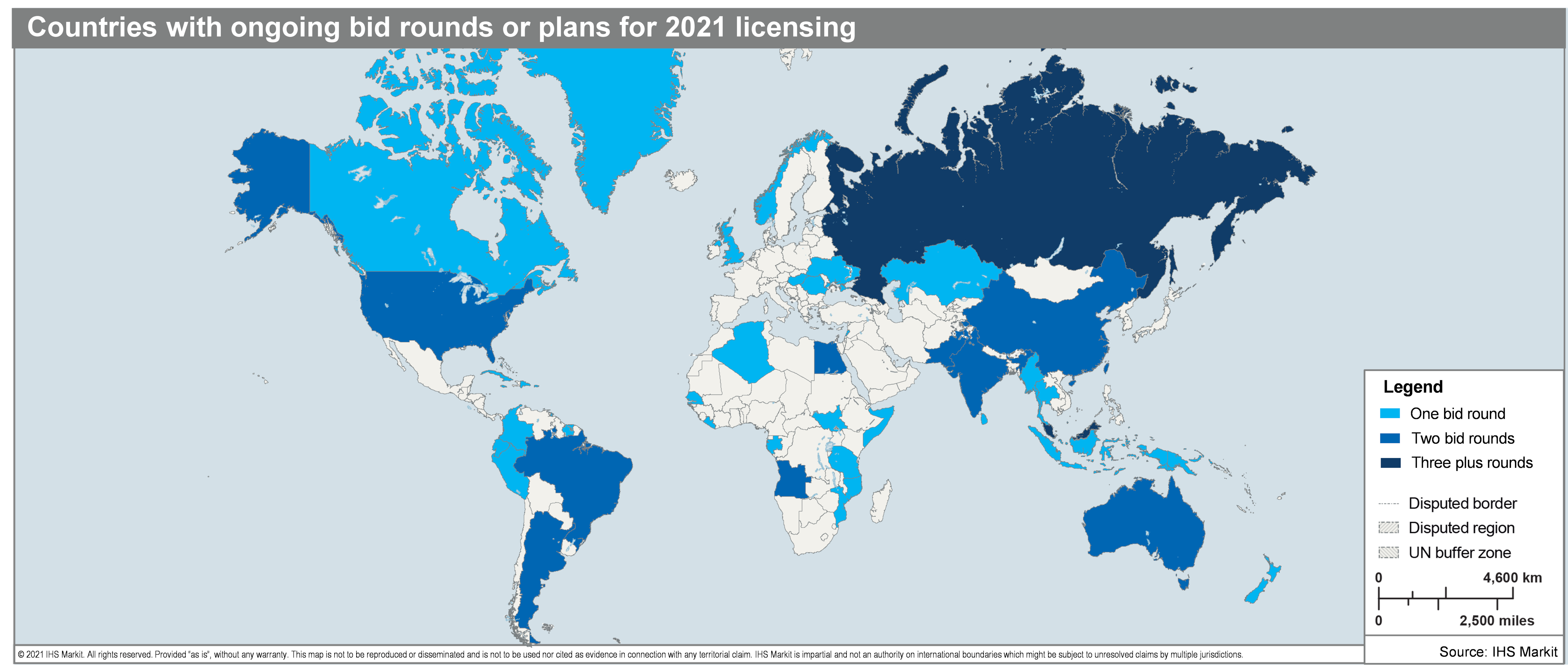 Ongoing bid rounds or licensing for 2021