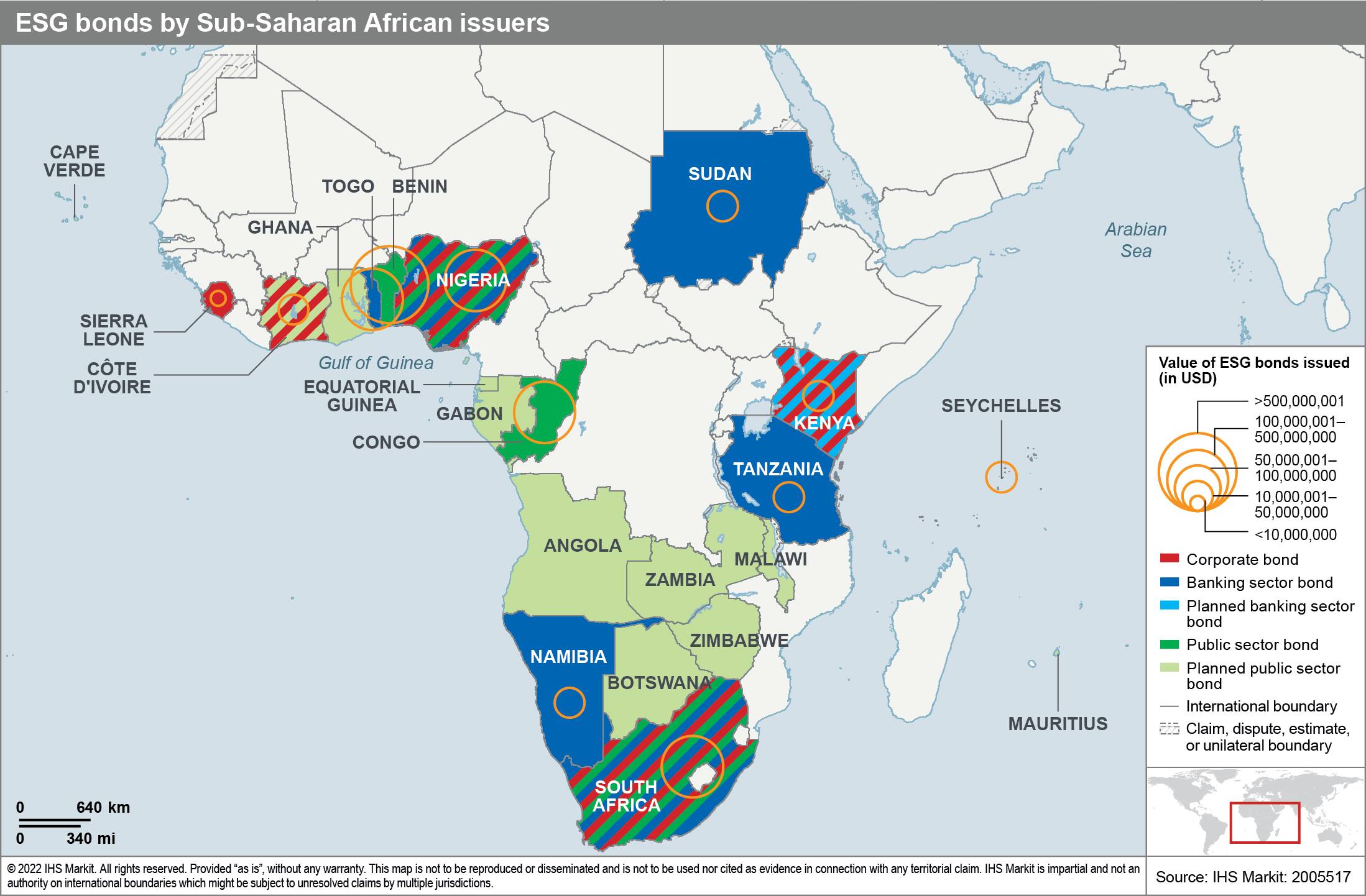 SSA green bonds and map of investments