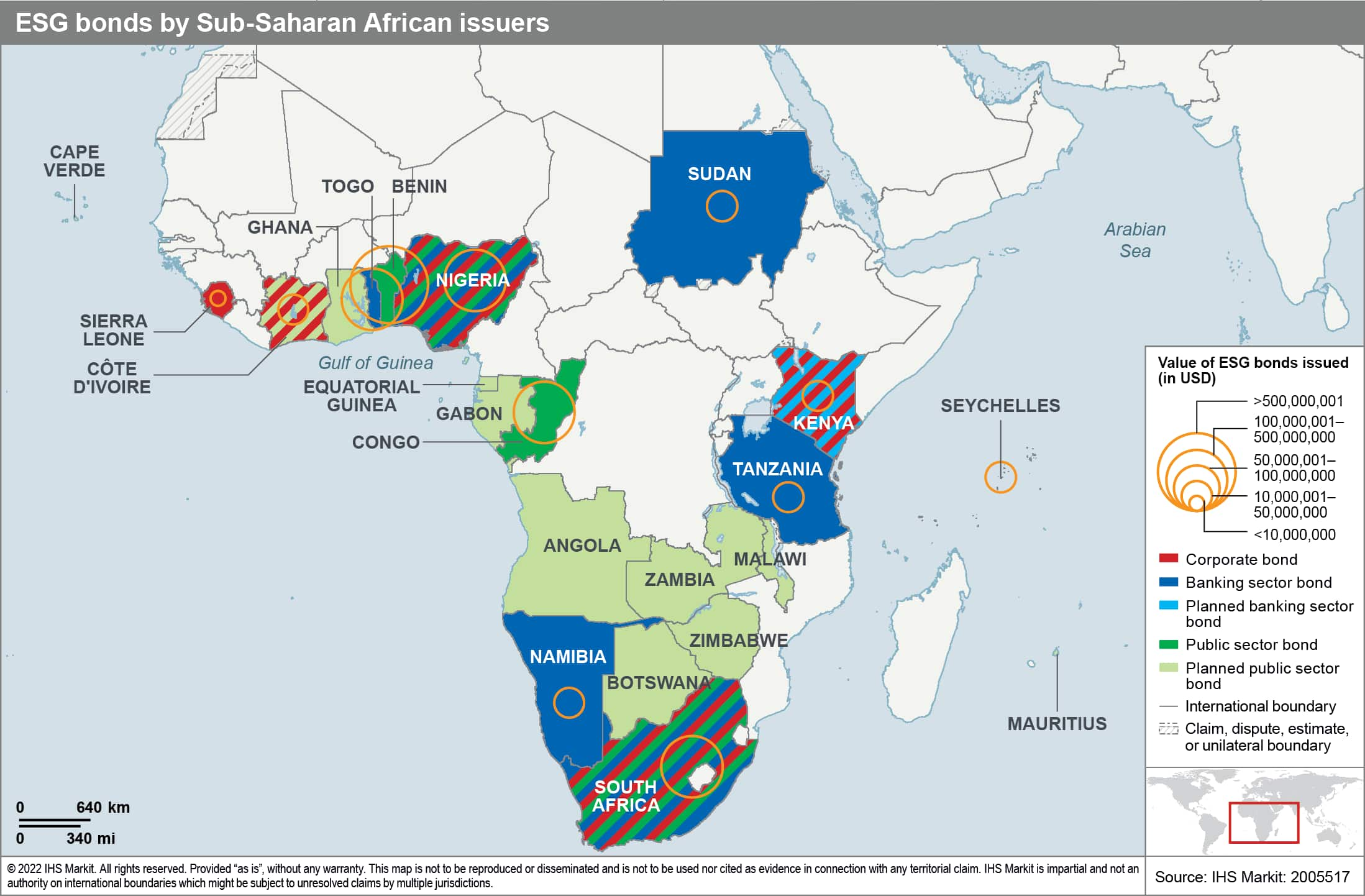 SSA green bonds and map of investments