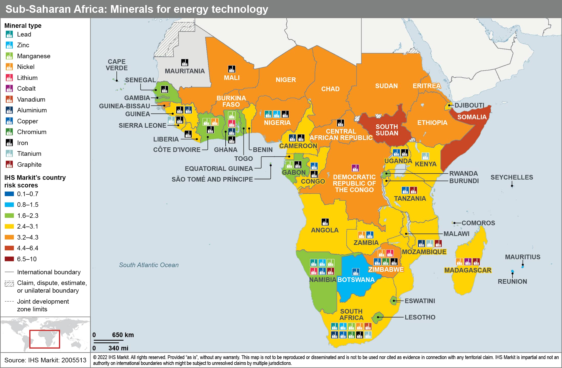 Map SSA mineral technology and critical metals and minerals for energy transition