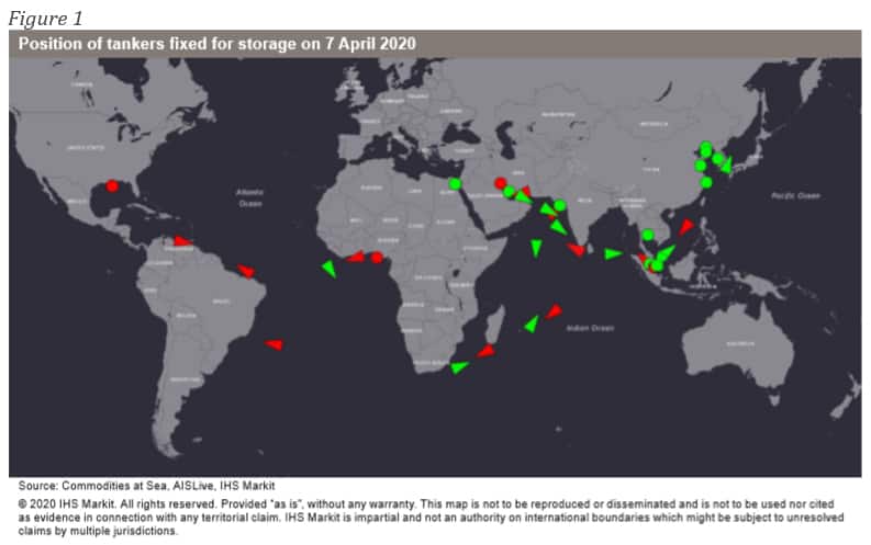 Position of tankers fixed for storage on 7 April 2020