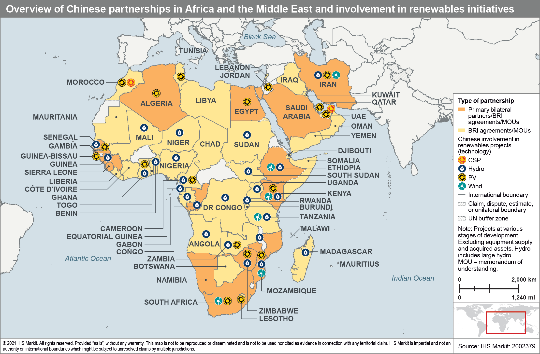 Overview map of Chinese Partnerships in Africa