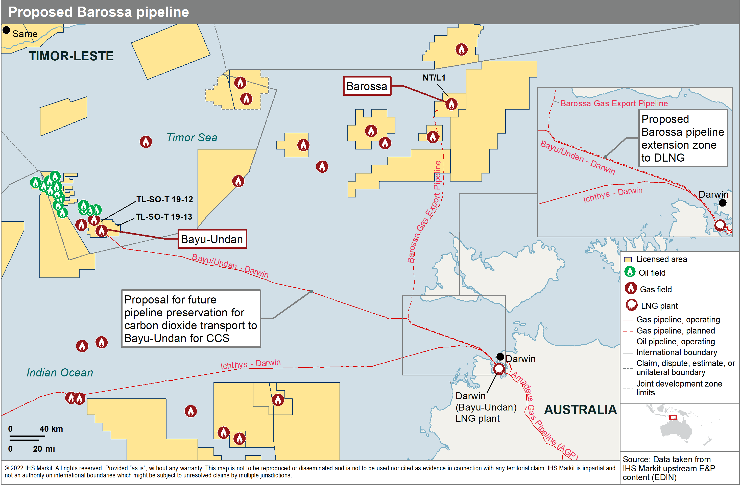 Barossa potential pipeline routes