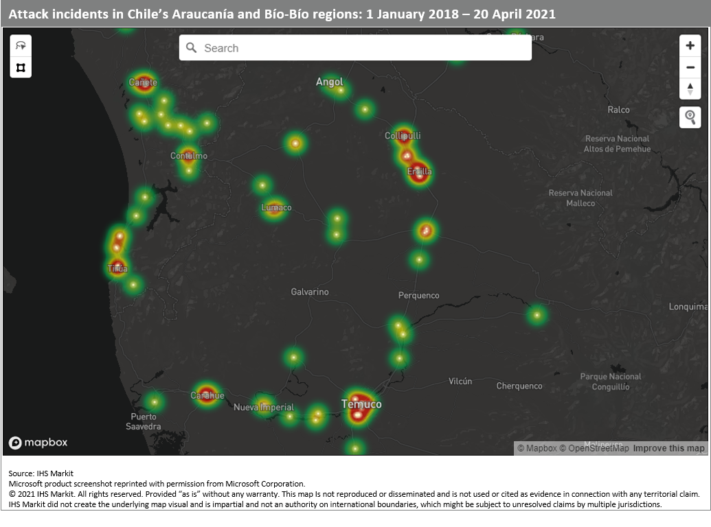 Southern Attacks Chile 2018 to 2021