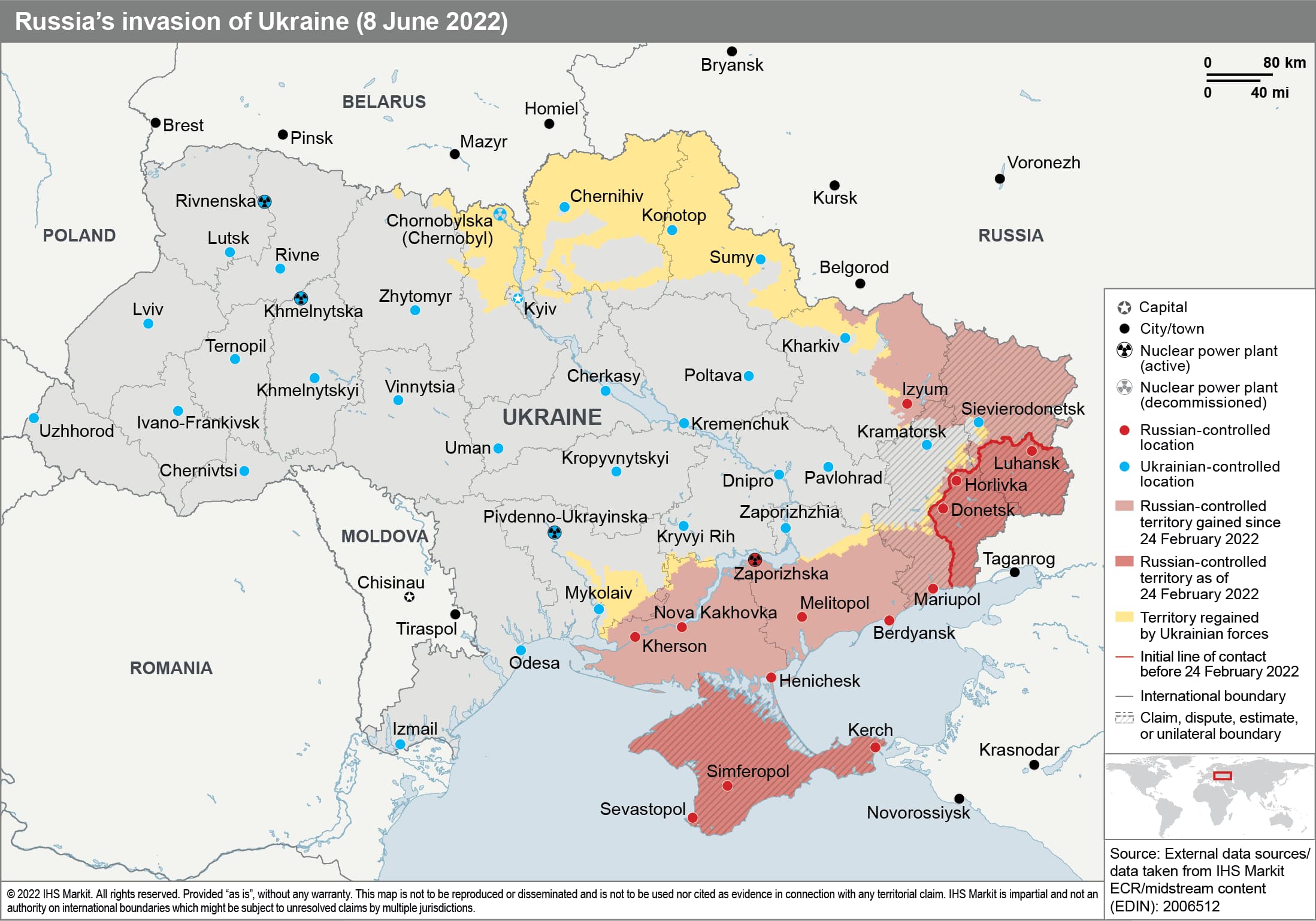 Map of invasion of Ukraine as of June 8