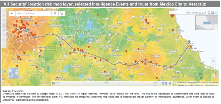 Map of mexico cargo risks data