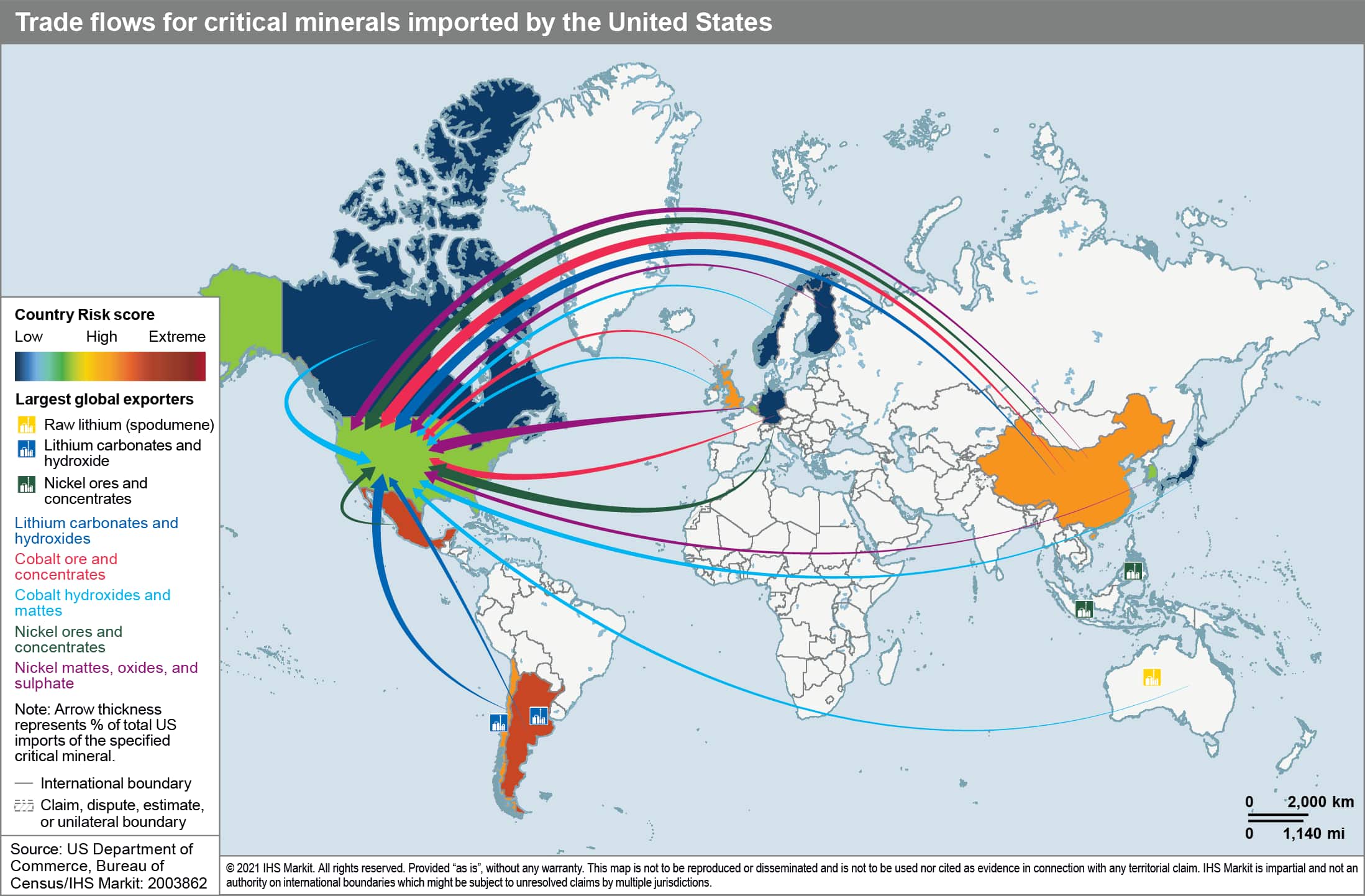 trade flows for critical minerals imported by the US