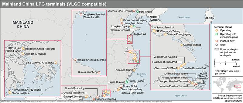 Mainland China LPG terminals