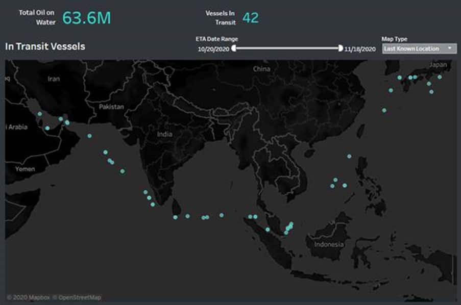 Tankers carrying crude oil to Japan