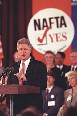 President Bill Clinton speaking about NAFTA