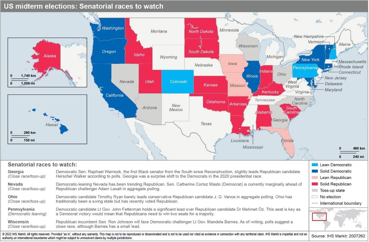 US Midterm election races to watch 2022 map