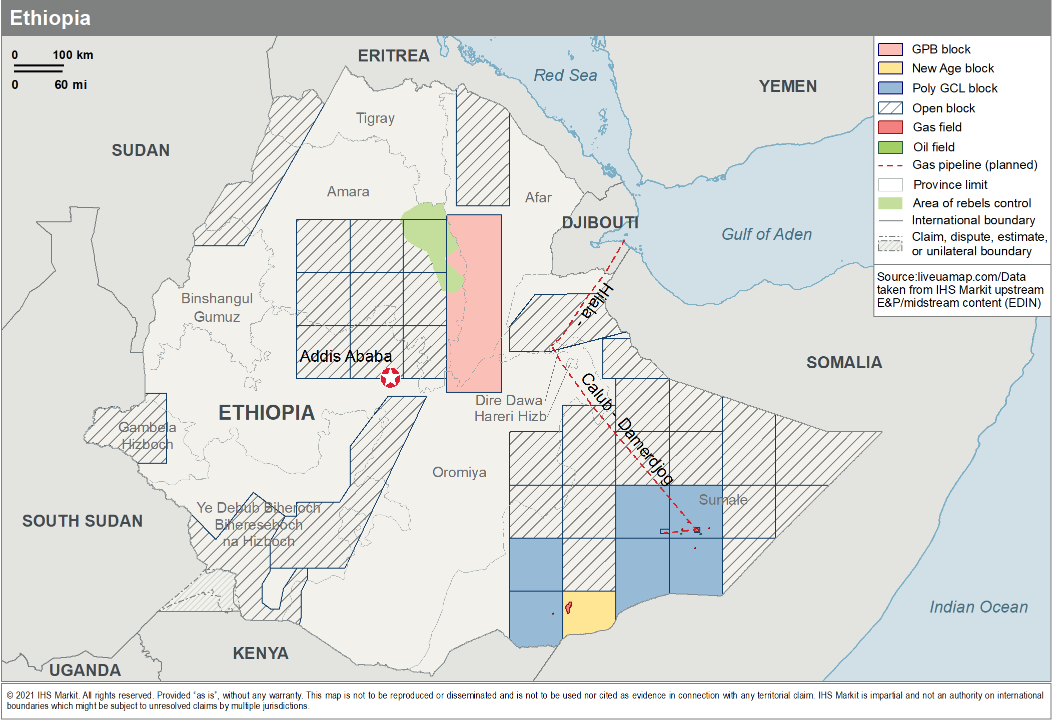 Ethiopia oil and gas map
