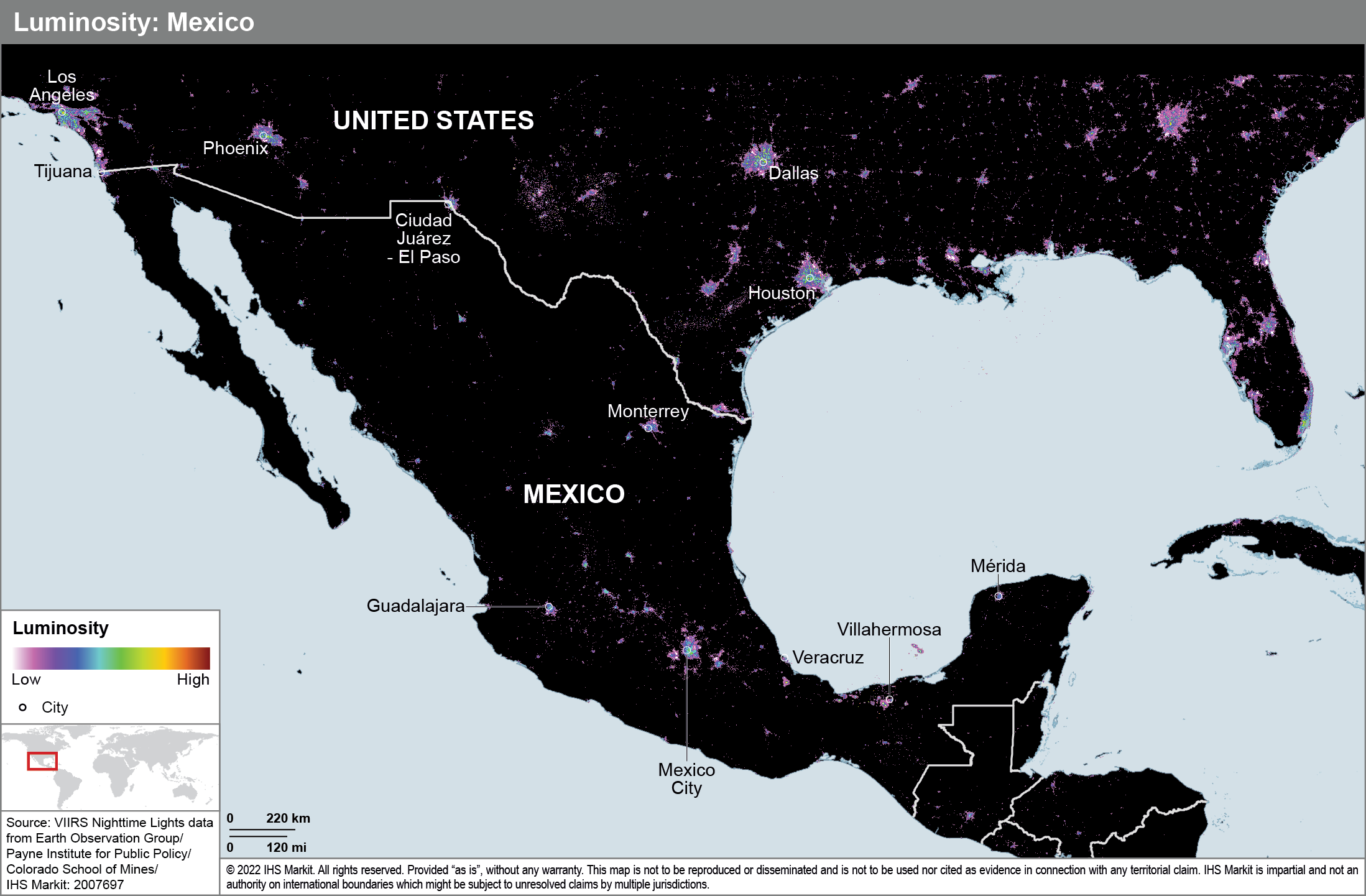 Mexico regional data by luminosity