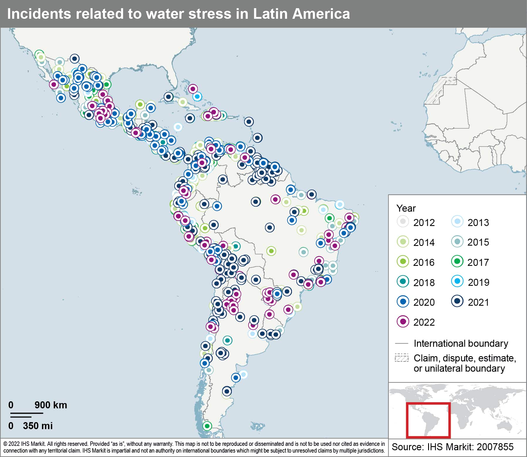 Map Latin America water scarcity 